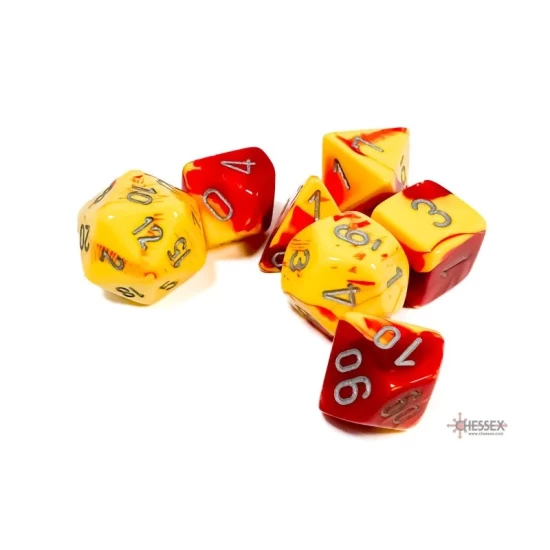 Dice Set Gemi Poly Red-Yellow Silver (7)