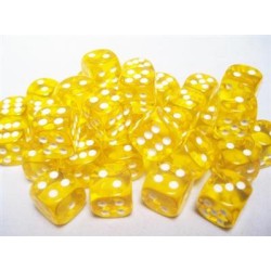 Dice Set Trans Yellowith White 12Mm (36)