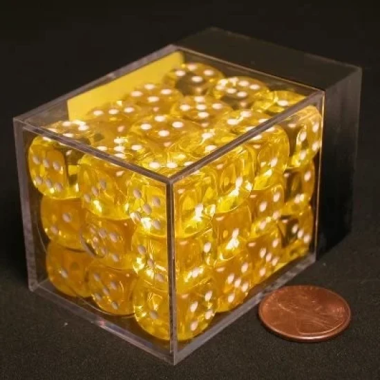 Dice Set Trans Yellowith White 12Mm (36)