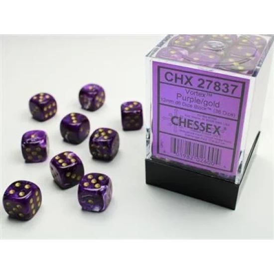 Dice Set Vortex 12Mm Purple-Gold D6 (36)