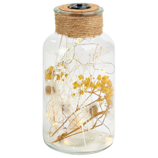 Bouteille À Led Fleurs Sechées