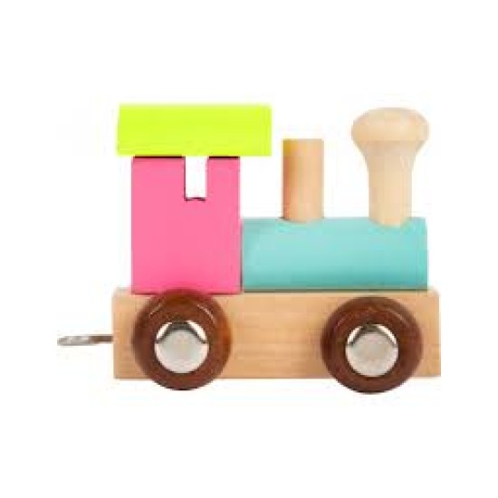 Small Foot - Houten Lettertrein Locomotief Gekleurd