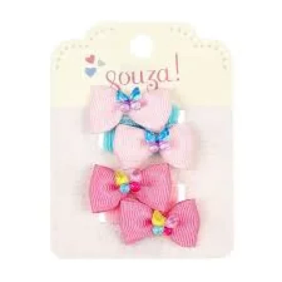 Hair Elastics Leonore Bow (4 Pcs/Card 1 Card)
