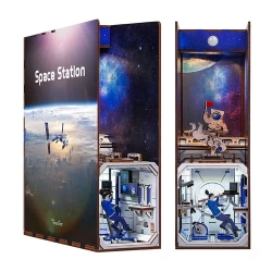 Tonecheer Diy Book Nook Space Station Bookend Tq124 18X8X245Cm