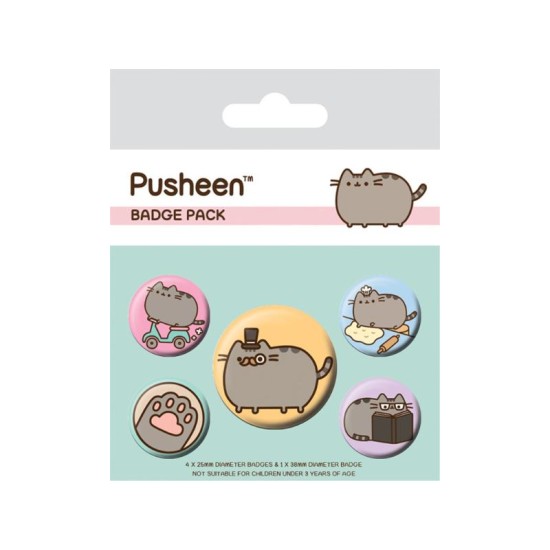 Pusheen Pin-Back Buttons 5-Pack Fancy