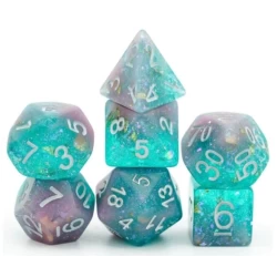 Pink & Green Seabed Treasure Rpg Dice Set