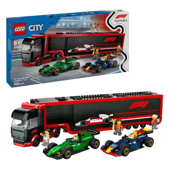 Lego City 60445 F1 Truck Met Rb20 En Amr24 F1 Auto's Lego City 60445 F1 Truck Met Rb20 En Amr24 F1 Auto's