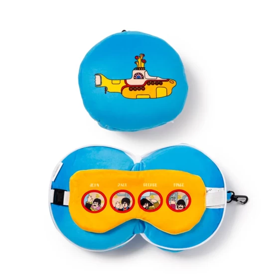 Relaxeazzz Yellow Submarine Rond Pluche Reiskussen & Slaapmasker
