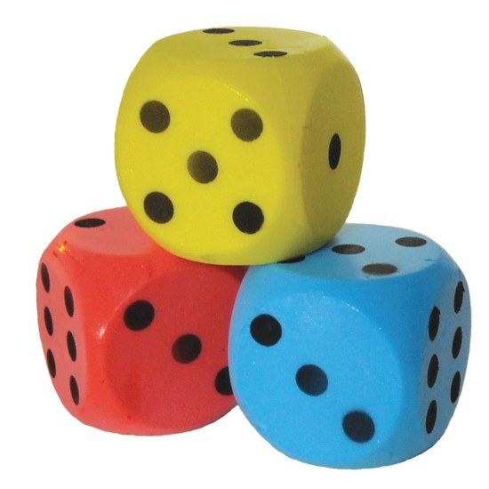 Dobbelsteen Schuimrubber Geel 15 Cm.