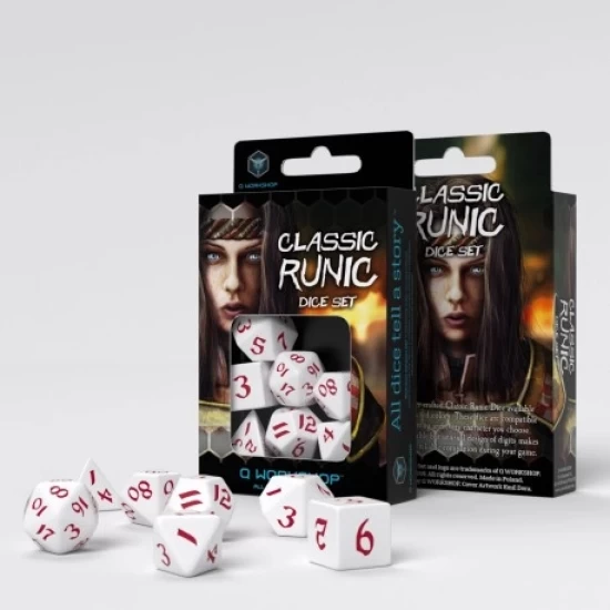 Classic Runic – White & Red Dice Set (7)
