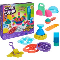 Kinetic Sand - Ultimate Sandisfying-Set Met 907 Gram Roze Geel En Blauwgroen Speelzand - Met 10 Vormen En Gereedschappen