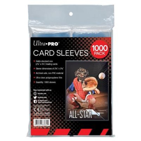 Upper Deck - Clear Card Sleeves For Standard Size Trading Cards - 2.5 X 3.5 (1000 Count Retail Pack)