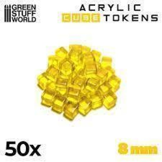 Yellow Cube Tokens 8Mm