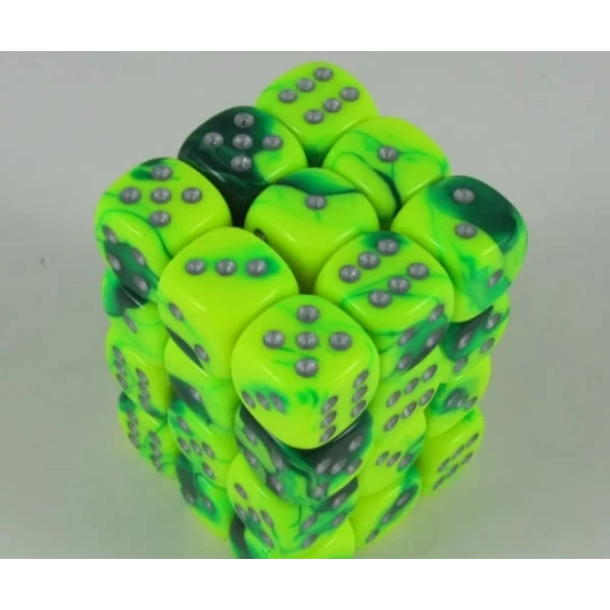 Gemini Green-Yellow/Silver D6 12Mm Dobbelsteen Set (36 Stuks)