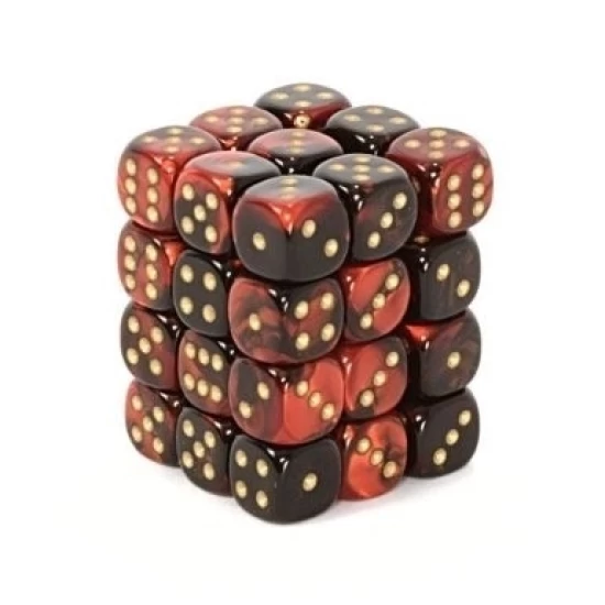 Gemini Black-Red/Gold D6 12Mm Dobbelsteen Set (36 Stuks)
