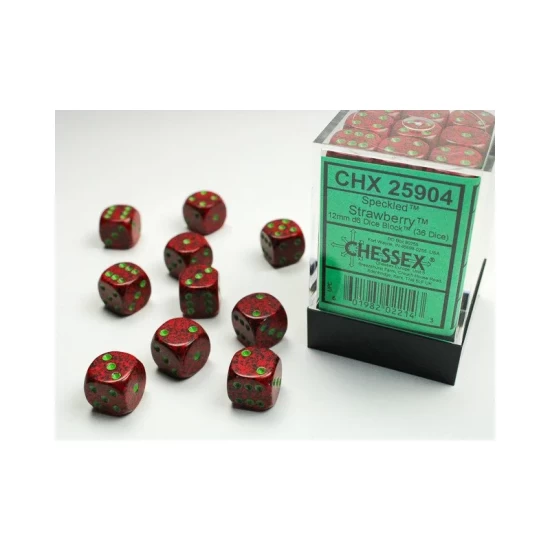 Strawberry Speckled D6 12Mm Dobbelsteen Set (36 Stuks)