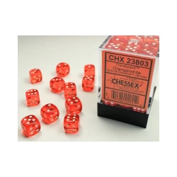 Translucent Orange/White D6 12Mm Dobbelsteen Set (36 Stuks)