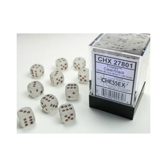 Frosted Clear/Black D6 12Mm Dobbelsteen Set (36 Stuks)
