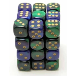 Gemini Blue-Green/Gold D6 12Mm Dobbelsteen Set (36 Stuks) Gemini Blue-Green/Gold D6 12Mm Dobbelsteen Set (36 Stuks)