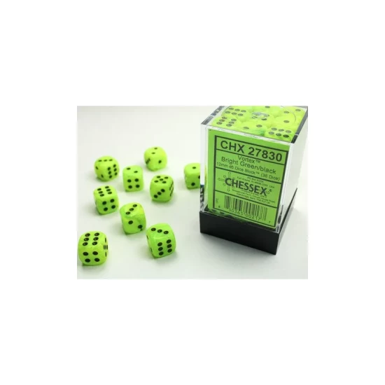 Vortex Bright Green/Black D6 12Mm Dobbelsteen Set (36 Stuks)