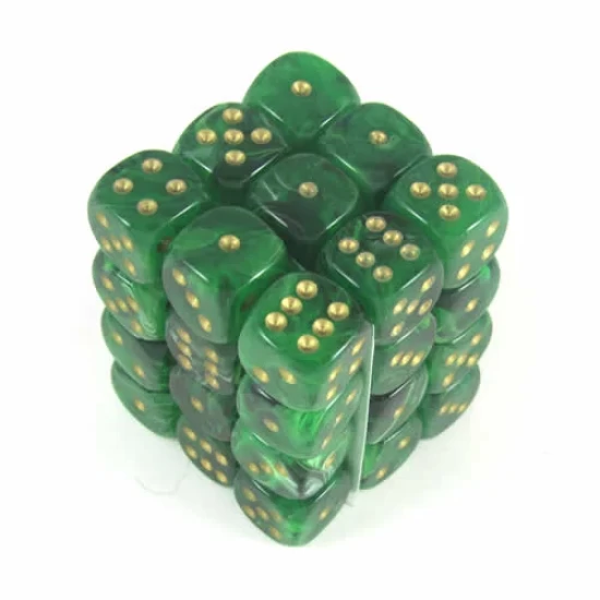 Vortex Green/Gold D6 12Mm Dobbelsteen Set (36 Stuks)