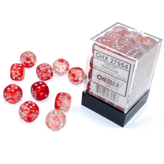 Nebula Red/Silver Luminary D6 12Mm Dobbelsteen Set (36 Stuks)