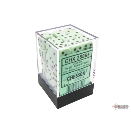 Opaque Pastel Green/Black D6 12Mm Dobbelsteen Set (36 Stuks)