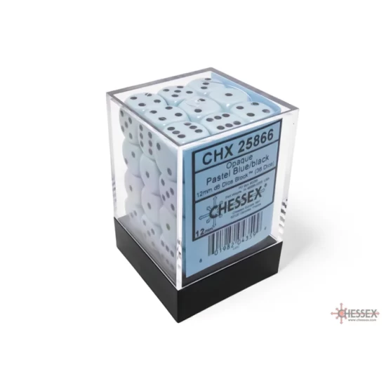 Opaque Pastel Blue/Black D6 12Mm Dobbelsteen Set (36 Stuks)