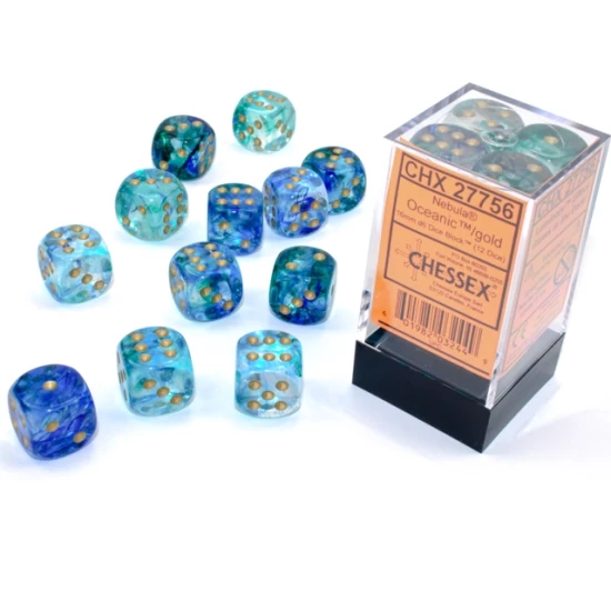 Nebula Oceanic/Gold Luminary D6 16Mm Dobbelsteen Set (12 Stuks)