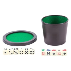 Pokerbeker Met Deksel 5 Pokerdobbelstenen En D6 Dobbelsteen Set (6 Stuks)