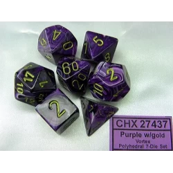 Dice Set Vortex Poly Purple-Gold (7) Dice Set Vortex Poly Purple-Gold (7)