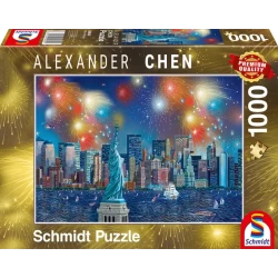 Vuurwerk Bij Het Vrijheidsbeeld 1000 Stukjes - Puzzel Vuurwerk Bij Het Vrijheidsbeeld 1000 Stukjes - Puzzel