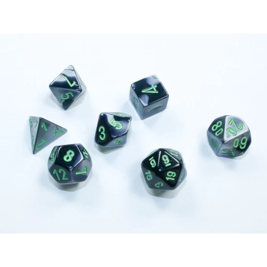 Gemini Mini-Hedral Black-Grey/Green Dobbelsteen Set (7 Stuks)