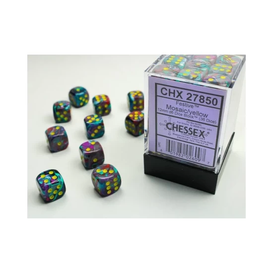 Dice Set Festive 12Mm Mosaic/Yellow D6 (36)