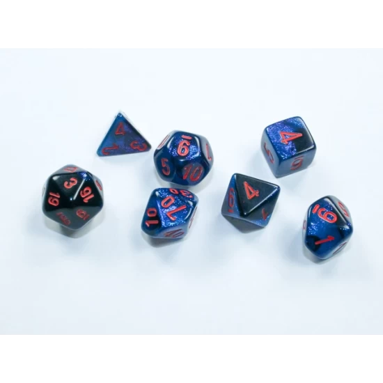 Gemini Mini-Hedral Black-Starlight/Red Dobbelsteen Set (7 Stuks)