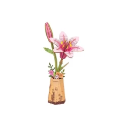 Robotime Diy Houten Bloem Pink Lily Roze Lelie Tw071 12X7X29Cm