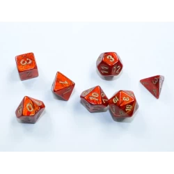 Scarab Mini-Hedral Scarlet/Gold Dobbelsteen Set (7 Stuks)