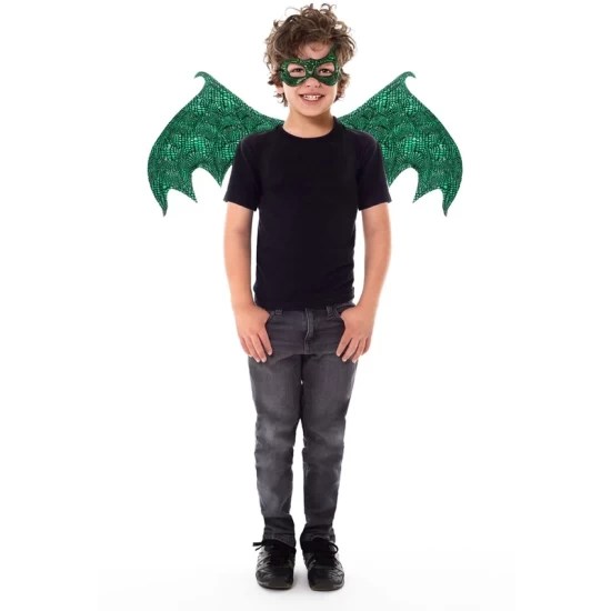 Little Adventures - Green Dragon Wings & Mask Set (Ages 3-8)
