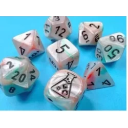 Lustrous Polyhedral Sea Shell/Black Luminary 7-Die Set (With Bonus Die) Lustrous Polyhedral Sea Shell/Black Luminary 7-Die Set (With Bonus Die)