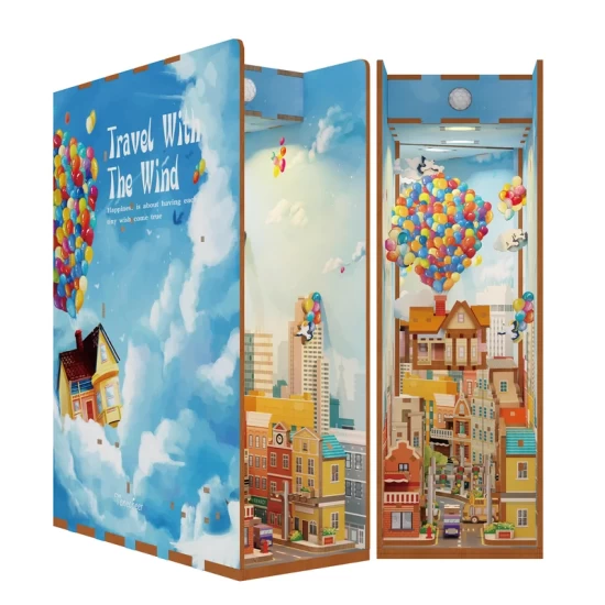 Tonecheer Diy Book Nook Travel With The Wind Bookend Tq126 182X8X245Cm