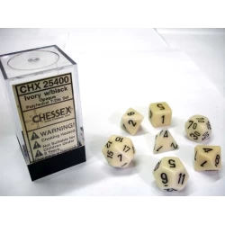 Opaque Ivory/Black Polydice Dobbelsteen Set (7 Stuks) Opaque Ivory/Black Polydice Dobbelsteen Set (7 Stuks)