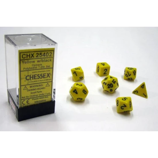 Opaque Yellow/Black Polydice Dobbelsteen Set (7 Stuks)