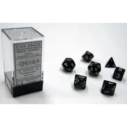 Opaque Black/White Polydice Dobbelsteen Set (7 Stuks)