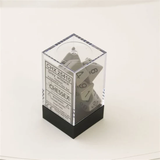 Opaque Grey/Black Polydice Dobbelsteen Set (7 Stuks)