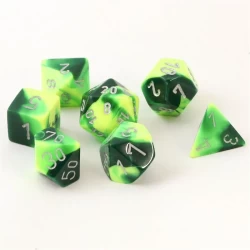 Gemini Green-Yellow/Silver Polydice Dobbelsteen Set (7 Stuks) Gemini Green-Yellow/Silver Polydice Dobbelsteen Set (7 Stuks)