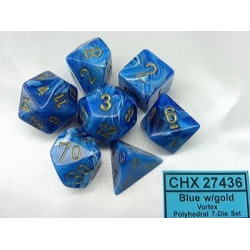 Vortex Blue/Gold Polydice Dobbelsteen Set (7 Stuks)