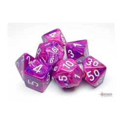 Festive Violet/White Polydice Dobbelsteen Set (7 Stuks) Festive Violet/White Polydice Dobbelsteen Set (7 Stuks)