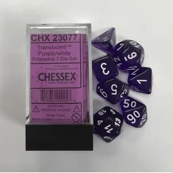 Translucent Purple/White Polydice Dobbelsteen Set (7 Stuks)