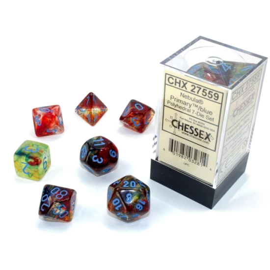 Nebula Primary/Blue Luminary Polydice Dobbelsteen Set (7 Stuks)