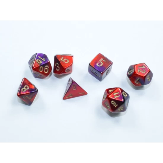 Gemini Mini-Hedral Purple-Red/Gold Dobbelsteen Set (7 Stuks)